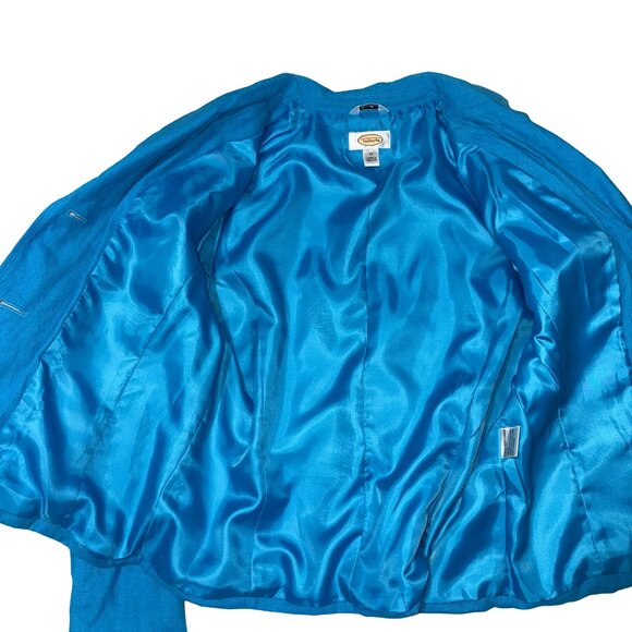 Talbots Irish Linen Turquoise Blazer Button Up Collared Pockets Women's 12 - Picture 8 of 11